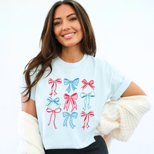 Simply Sage Market Patriotic Bows Stacked Coquette Garment Dyed Tee - 1 of 4