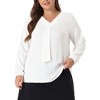 Agnes Orinda Women's Plus Size Office Fashion Long Sleeves Ribbon Front Chiffon Blouses - 2 of 4