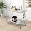 48"x24" Stainless Steel Prep Table w/ Undershelf & Wheels - Heavy-Duty Commercial Worktable for Kitchens - 2 of 4