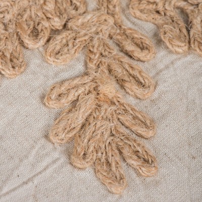 Ecru Cotton Linen 60" Embroidered Christmas Tree Skirt