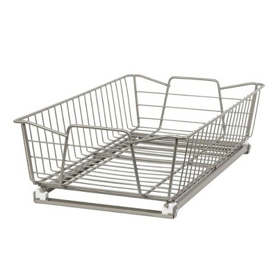 ClosetMaid 11 Inch Wide Kitchen and Bathroom Single-Tier Cabinet Pull-Out Scratch-Proof Basket with Easy Glide System for 12" or Wider Opening, Nickel