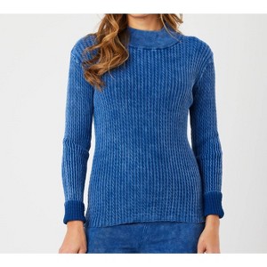 Women's Cable Mock Neck Sweater - Angel Apparel - 1 of 4