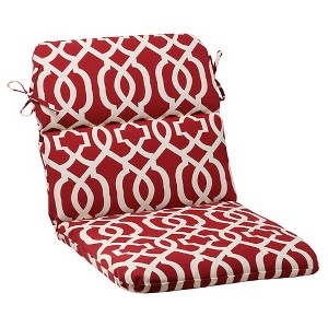 Outdoor Rounded Chair Cushion - Red/White Geometric