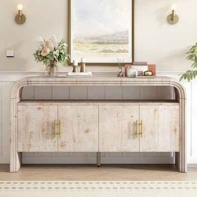 Fir Veneer Console Table Storage Entryway,Console Table With Doors And Shelves,Storage Cabinet,Console Table Entrance,Wood Console Table-Maison Boucle