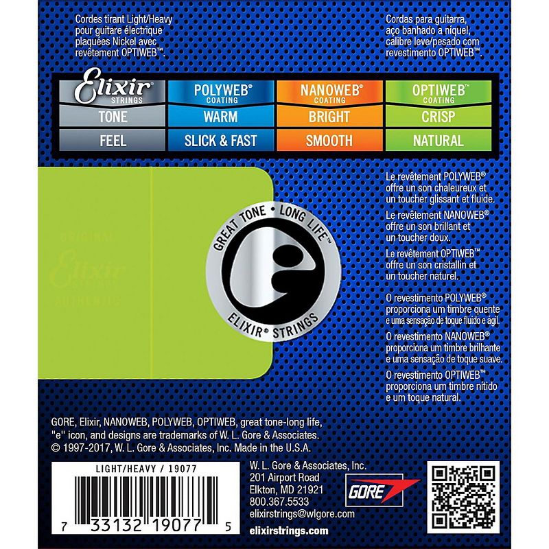 Elixir Electric Guitar Strings with OPTIWEB Coating, Light/Heavy (.010-.052), 3 of 4