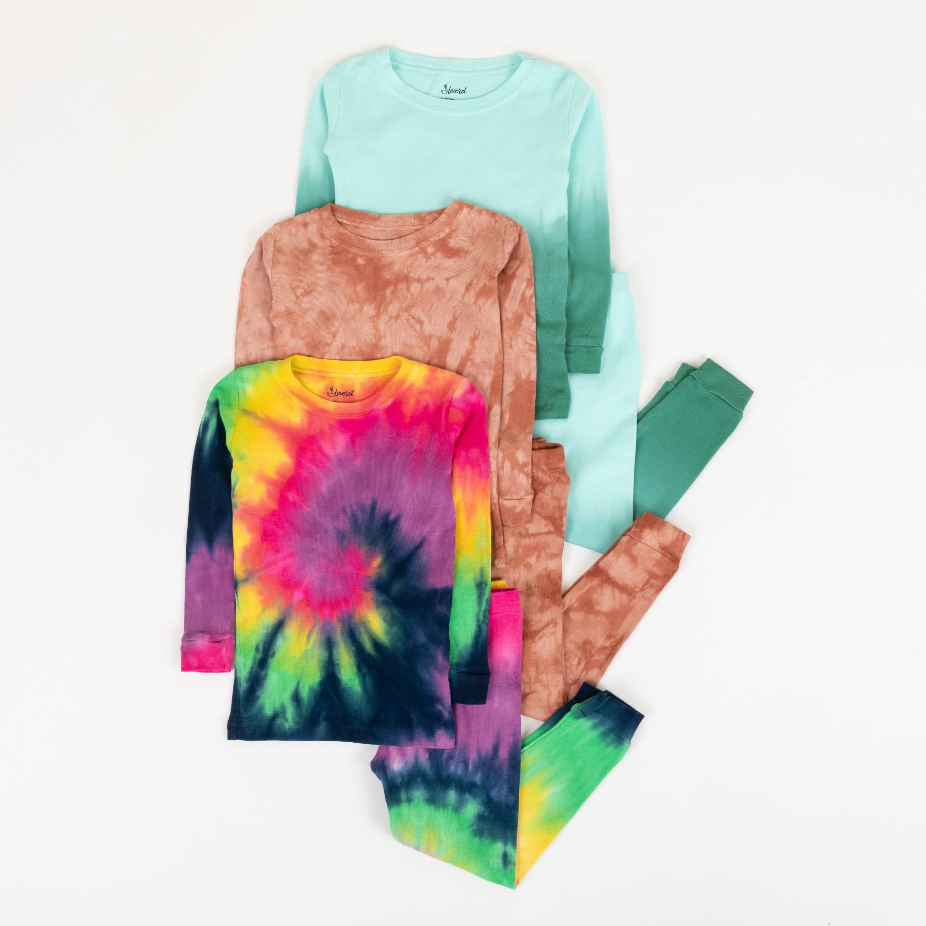 Leveret Girls Cotton 2 Piece Pajamas – 3 Pack – Tie Dye Collection 6 Year