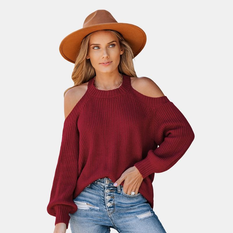 Women's Toasty Open-Shoulder Rib Sweater - Cupshe, 1 of 6