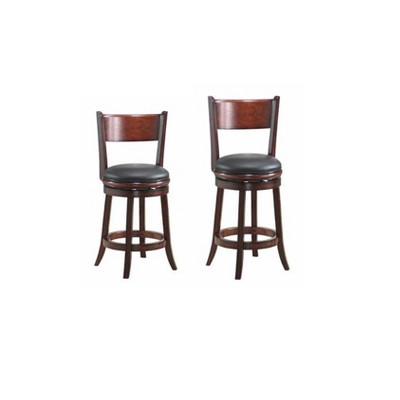 Chestnut Bonded Leather 24" Swivel Counter Stool with High-Density Foam