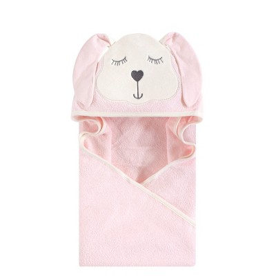  Hudson Baby Infant Girl Cotton Animal Face Hooded Towel, Modern Bunny, One Size 