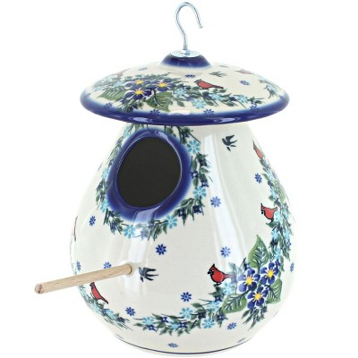 Blue Rose Polish Pottery Alfresco Bird House