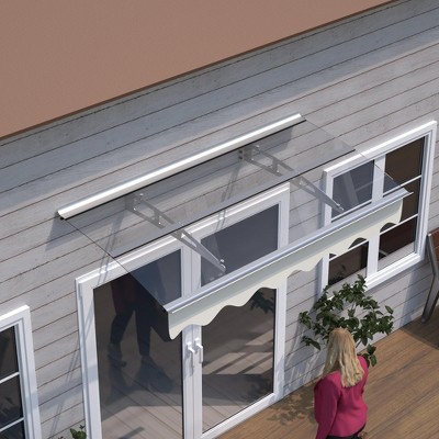 PAGED Awning for Door Window Patio Awning Thick Crystal Solid Polycarbonate Sheet with Valance for Outdoor