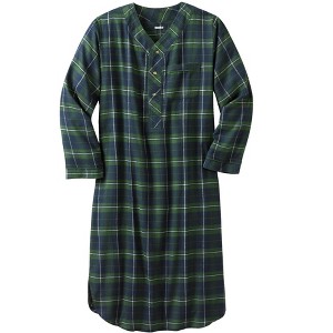 KingSize Men's Big & Tall Plaid Flannel Nightshirt - 1 of 4