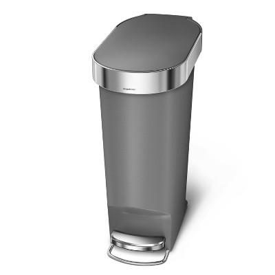 Gray Plastic Slim Kitchen Step Trash Can with Pedal