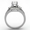 Slickblue Women’s Engagement Ring, Silver Tone, Clear Cubic Zirconia Center, Pave Detailing, Stainless Steel, Sizes 5-10 - 3 of 4