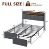 Bed Frame with Storage Headboard Led Lights Charging Station, Upholstered Queen Platform Bed Frames with 2 Drawers, No Box Spring Needed - 2 of 4