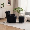 360° Velvet Swivel Chair,Velvet Accent Chair with Ottoman,Oversized Accent Barrel Armchair with Pillow,Sofa Chair with Lounge Seat-Cuddlewood - 3 of 4