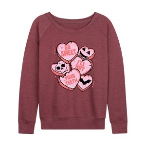 Women's - Instant Message - Valentine's Day So Sweet I'll Rot Your Teeth Lightweight French Terry Wide Neck Long Sleeve Shirt - 1 of 4