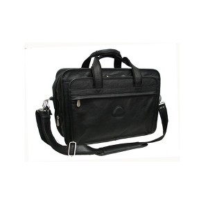 AmeriLeather Black Leather Expandable Laptop Case – Top Grain, Padded Compartment, Multi-Pocket Organizer, 17" Business Bag - 1 of 4