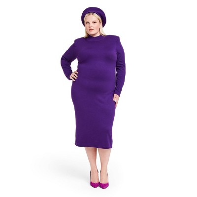 Women's Strong Shoulder Sweater Midi Dress - Sergio Hudson x Target Purple