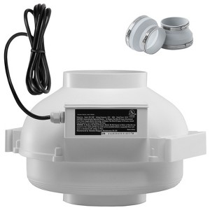 VEVOR 4 to 4.5 inch Radon Mitigation Fan System, Quiet 380 CFM Radon Mitigation Kit with 2 Couplers, Waterproof Radon Fan, Silver - 1 of 4
