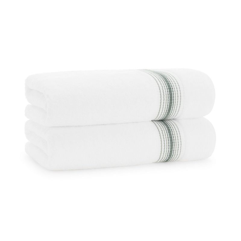 Aston & Arden White Luxury Towels for Bathroom (600 GSM, 30x60 in., 2-Pack), White with Striped Ombre Border, 1 of 6