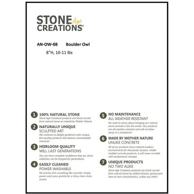 Hand-Carved Natural Stone Owl Garden Decor, 8-Inch