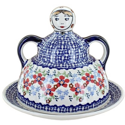 Blue Rose Polish Pottery B001 Manufaktura Cheese Lady