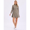 Allegra K Women's Vintage Check Plaid Ruffle Neck Button Down Long Sleeve A-Line Dress - 3 of 4