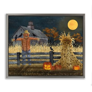 Stupell Industries Scarecrow Farm Landscape Black Floater Framed Canvas Wall Art - 1 of 4
