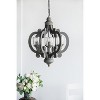 VYNXARIA 6 - Light Gray Farmhouse Ceiling Lights, Rustic Wooden Pendant Chandelier with Adjustable Chain for Home Spaces - 2 of 4