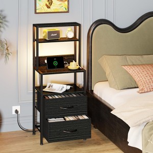 Furnulem Dresser Set Of 2, Storage Organizer with 4 Drawers, Chest Of Drawers with LED Light & Charging Station, Farmhouse Dresser for Bedroom, Office - 1 of 4