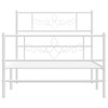 vidaXL Metal Bed Frame with Headboard and Footboard, White, Robust Steel Construction - 3 of 4
