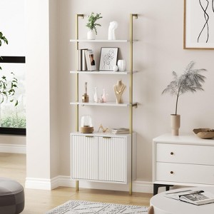 Ladder Bookshelf with Cabinet, 71" Tall Bookcase, 6-Tier Display Rack - 1 of 4