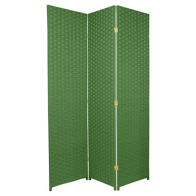 6 ft. Tall Woven Fiber Room Divider - Light Green (3 Panels)