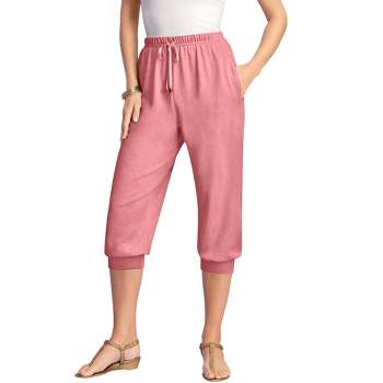 Roaman's Women's Plus Size Drawstring Soft Knit Capri Pant