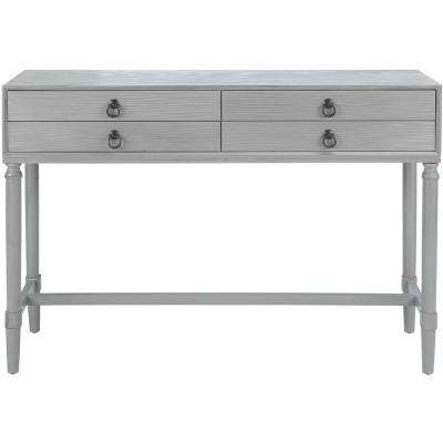 Riviera Elegance Distressed Grey 4-Drawer Metal & Wood Console Table