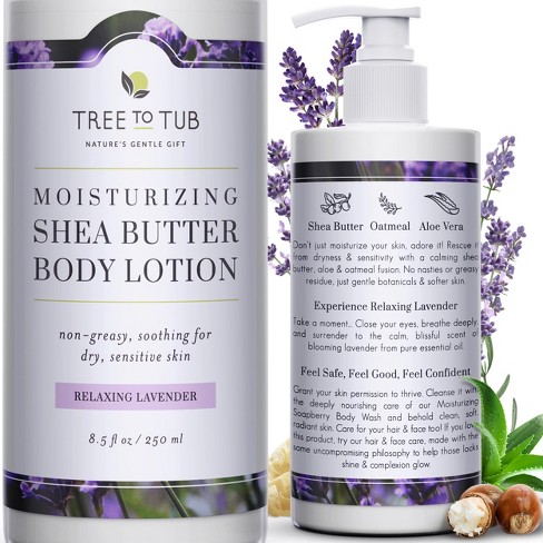 Tree To Tub Lavender Shea Butter Body Lotion for Dry Skin - Moisturizing Sensitive Skin Lotion for Women & Men, Body Moisturizer Organic Cocoa Butter - image 1 of 4