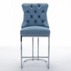 TIRAMISUBEST Upholstered Bar Chairs Set of 2 with Nailhead Trim, Velvet Bar Stools with U-Shaped Chromed Metal Base - 4 of 4