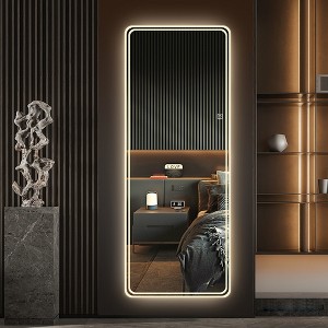 GDFStudio Zev Modern 65"H Rectangular LED Full Length Frameless Mirror with 3 Color Modes - 1 of 4