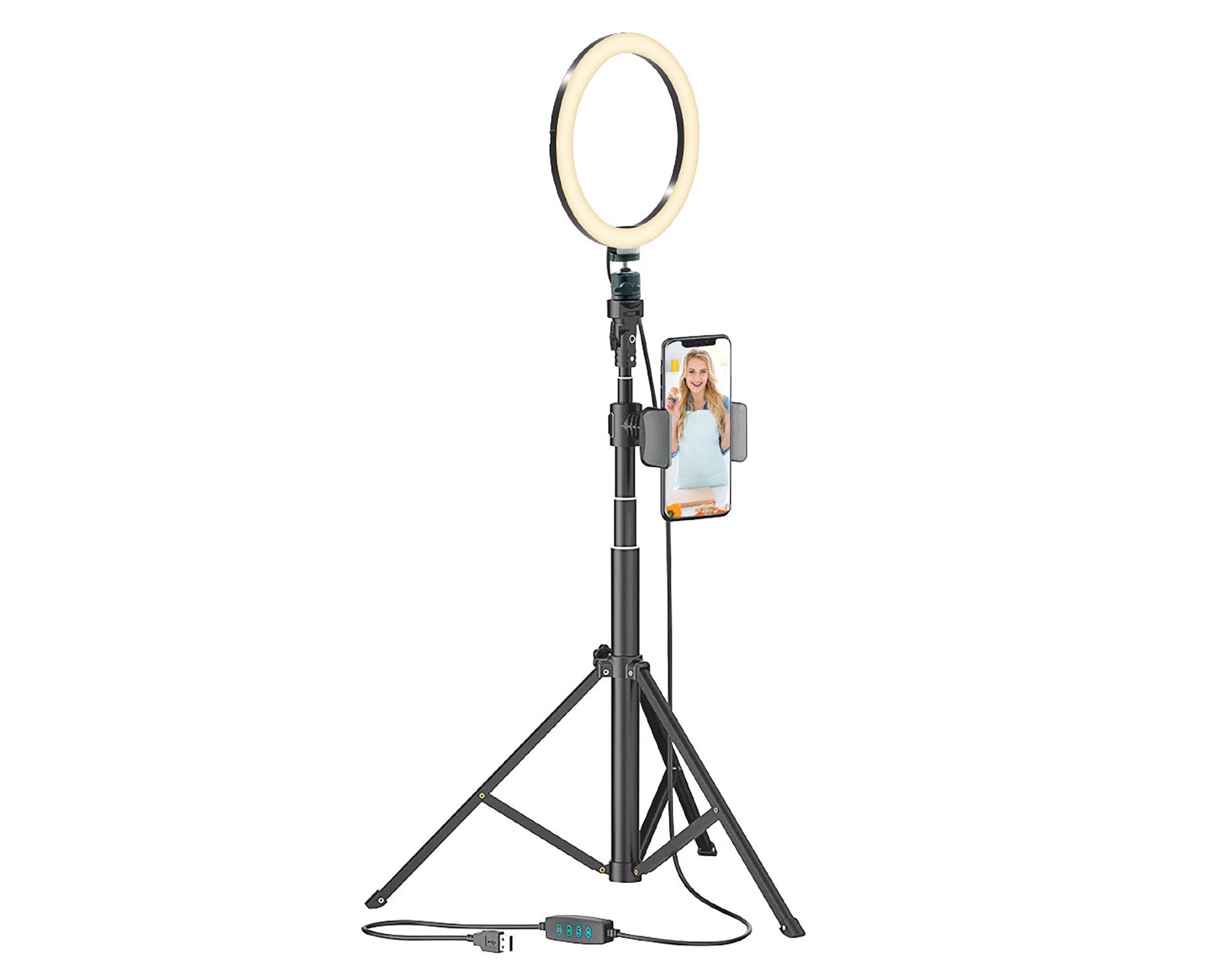 Bower® 8-In. Selfie Ring Light Studio with 51-In. Tripod Stand and Phone Holder in Black