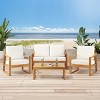 Christopher Knight Home Samwell Outdoor Acacia Wood 4 Seater Chat Set with Water Resistant Cushions - 2 of 4