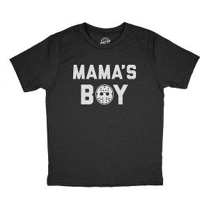 Youth Mama's Boy T Shirt Funny Halloween Horror Movie Hockey Mask Graphic Tee - Crazy Dog Youth T Shirt - 1 of 4