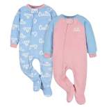 Gerber Infant and Toddler Girls' Fleece Footed Pajamas, 2-Pack