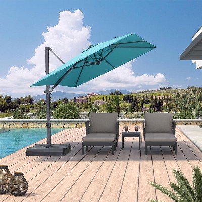 PURPLE LEAF Cantilever Telescopic Umbrella for Swimming Pool, Patio, Porch, Garden