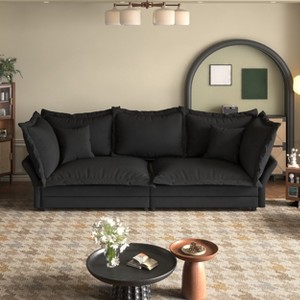 90.55" Modern Sofa Couch, Comfy Upholstered Deep Seat Sofa with Pillows, Convertible  Loveseat for Living Room Bedroom Apartment Office - 1 of 4