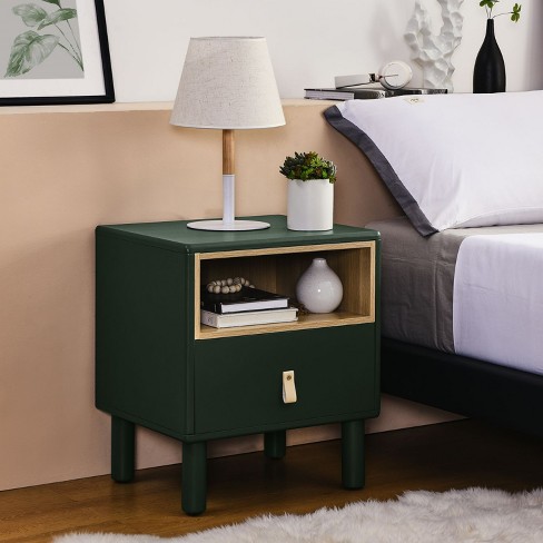 Isabel Modern Style Wooden Nightstand, Single Drawer Night Side Table ...