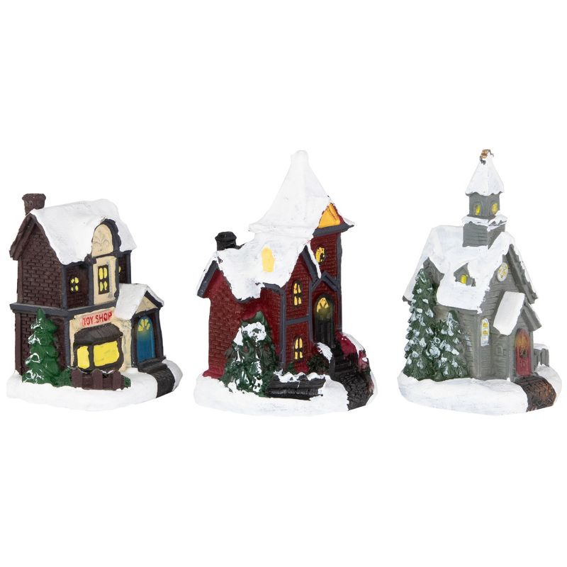 Northlight 10-Piece LED Lighted Houses and Trees Christmas Village Display Set, 4 of 8