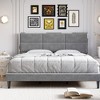 King Upholstered Bed Frame with Headboard, Grey Velvet Platform with Wood Slats, No Box Spring Needed, Noise-Free - 2 of 4