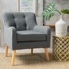 CAVINAS Mid-Century Modern Armchair, Tufted Back Upholstered Chair with Wooden Legs, Comfortable Accent Chair for Living Room, Bedroom, Office - 3 of 4