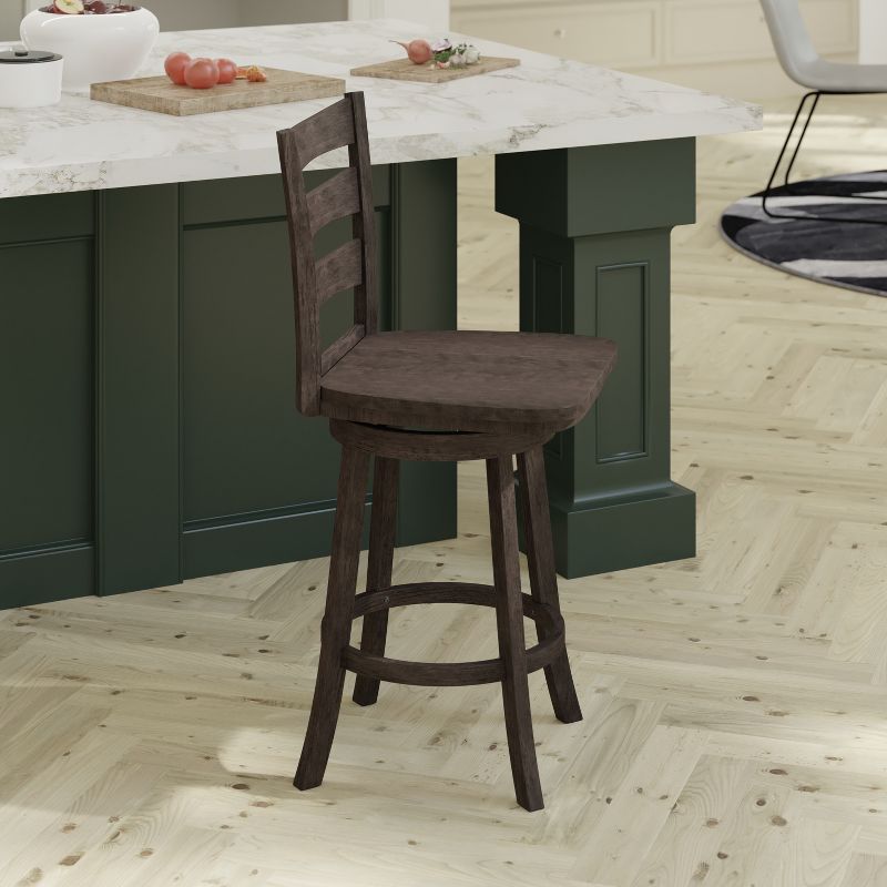 Emma and Oliver Classic Ladderback Counter Height Dining Stool with Wood Seat, 4 of 12